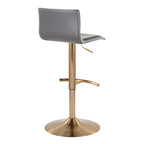 Mara Adjustable Barstool - Set of 2 - Gold Metal, Grey PU