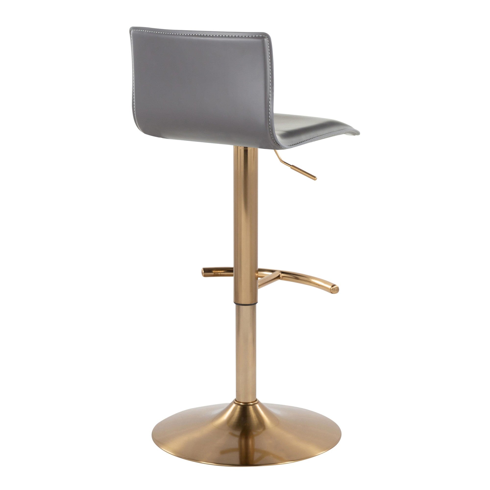 Mara Adjustable Barstool - Set of 2 - Gold Metal, Grey PU