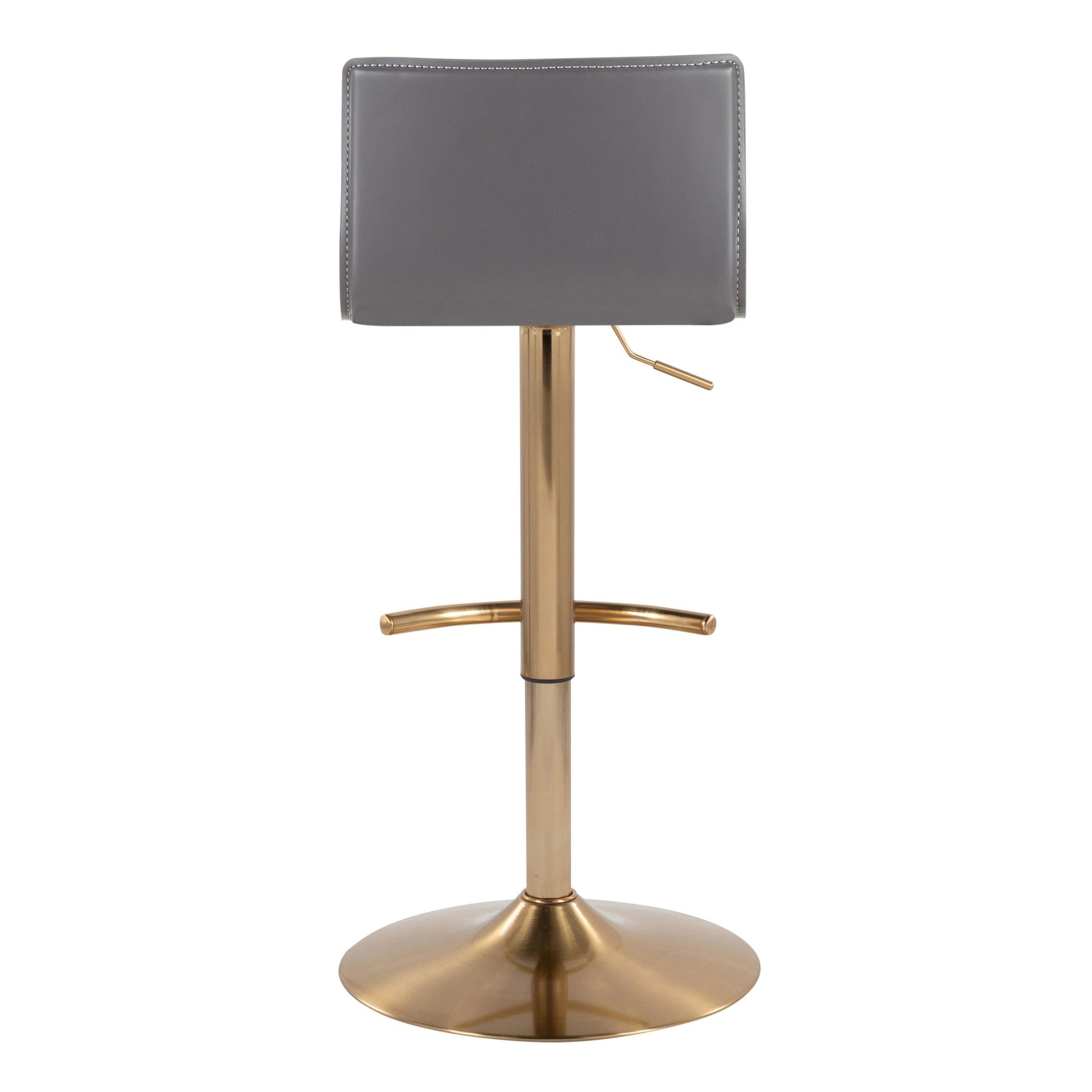 Mara Adjustable Barstool - Set of 2 - Gold Metal, Grey PU