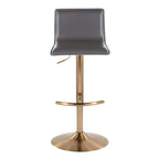 Mara Adjustable Barstool - Set of 2 - Gold Metal, Grey PU