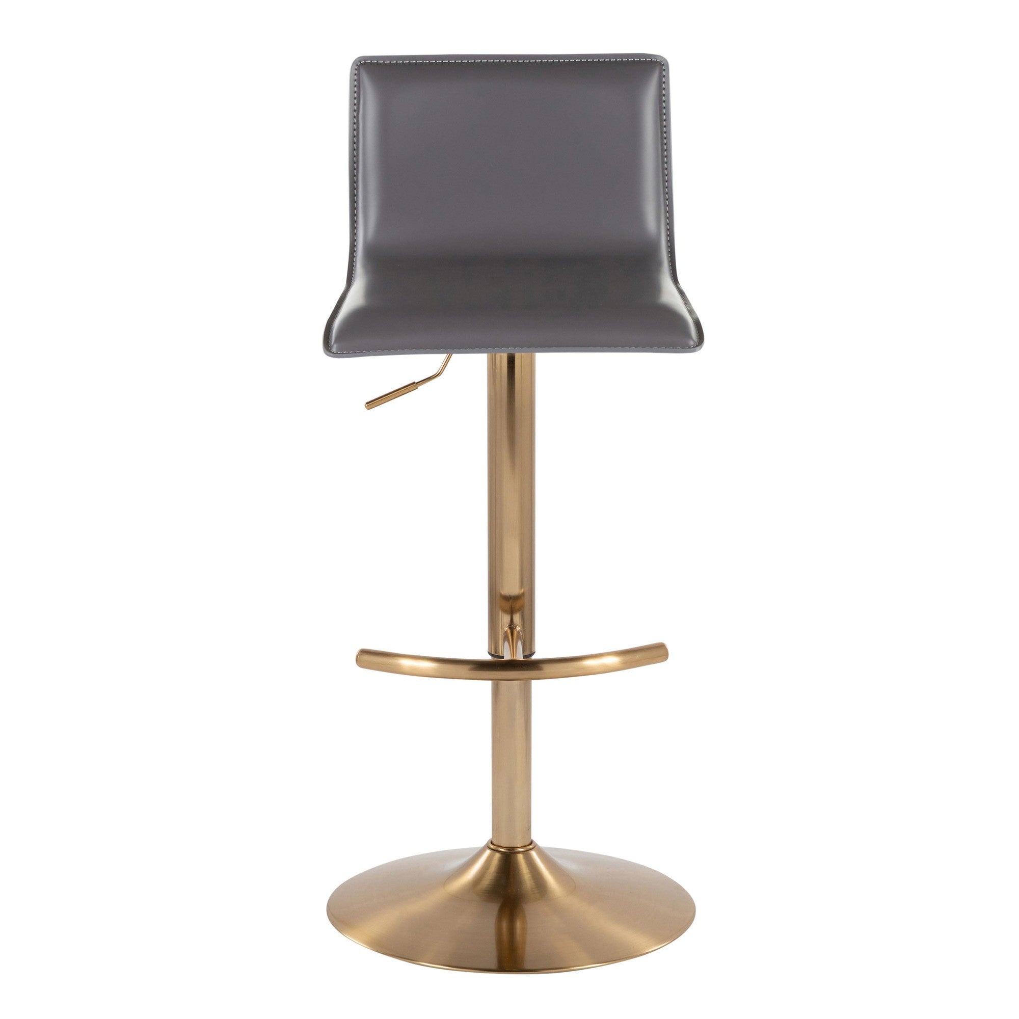 Mara Adjustable Barstool - Set of 2 - Gold Metal, Grey PU