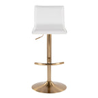 Mara Adjustable Barstool - Set of 2 - Gold Metal, White PU