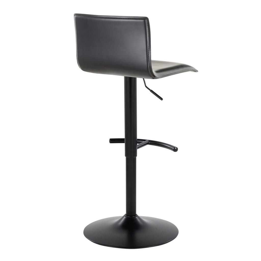 Mara Adjustable Barstool - Set of 2 - Black Metal, Black PU