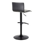 Mara Adjustable Barstool - Set of 2 - Black Metal, Black PU
