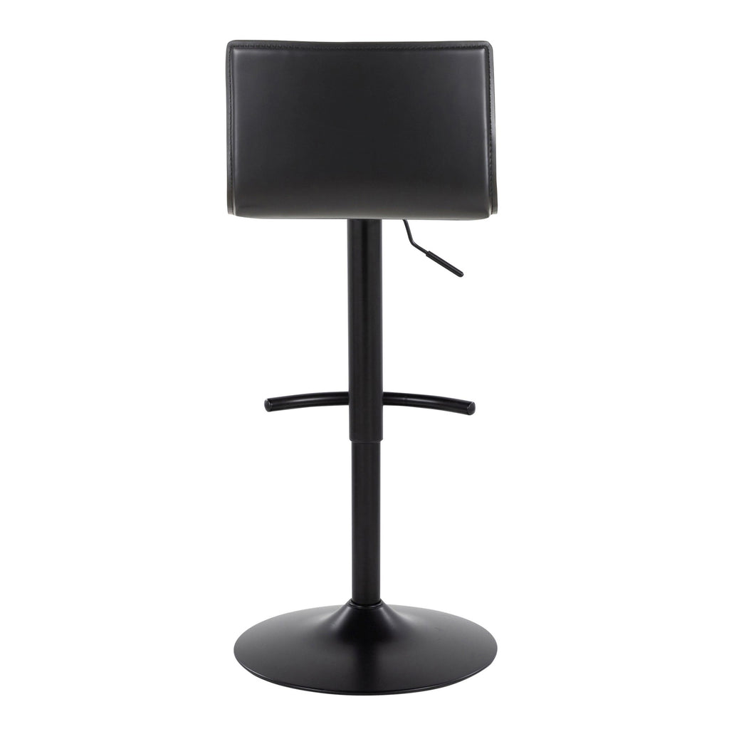 Mara Adjustable Barstool - Set of 2 - Black Metal, Black PU