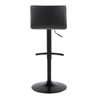 Mara Adjustable Barstool - Set of 2 - Black Metal, Black PU