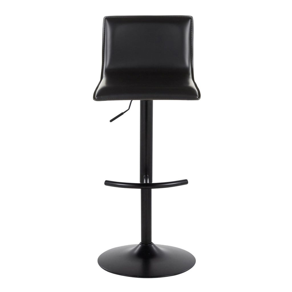Mara Adjustable Barstool - Set of 2 - Black Metal, Black PU