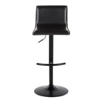 Mara Adjustable Barstool - Set of 2 - Black Metal, Black PU