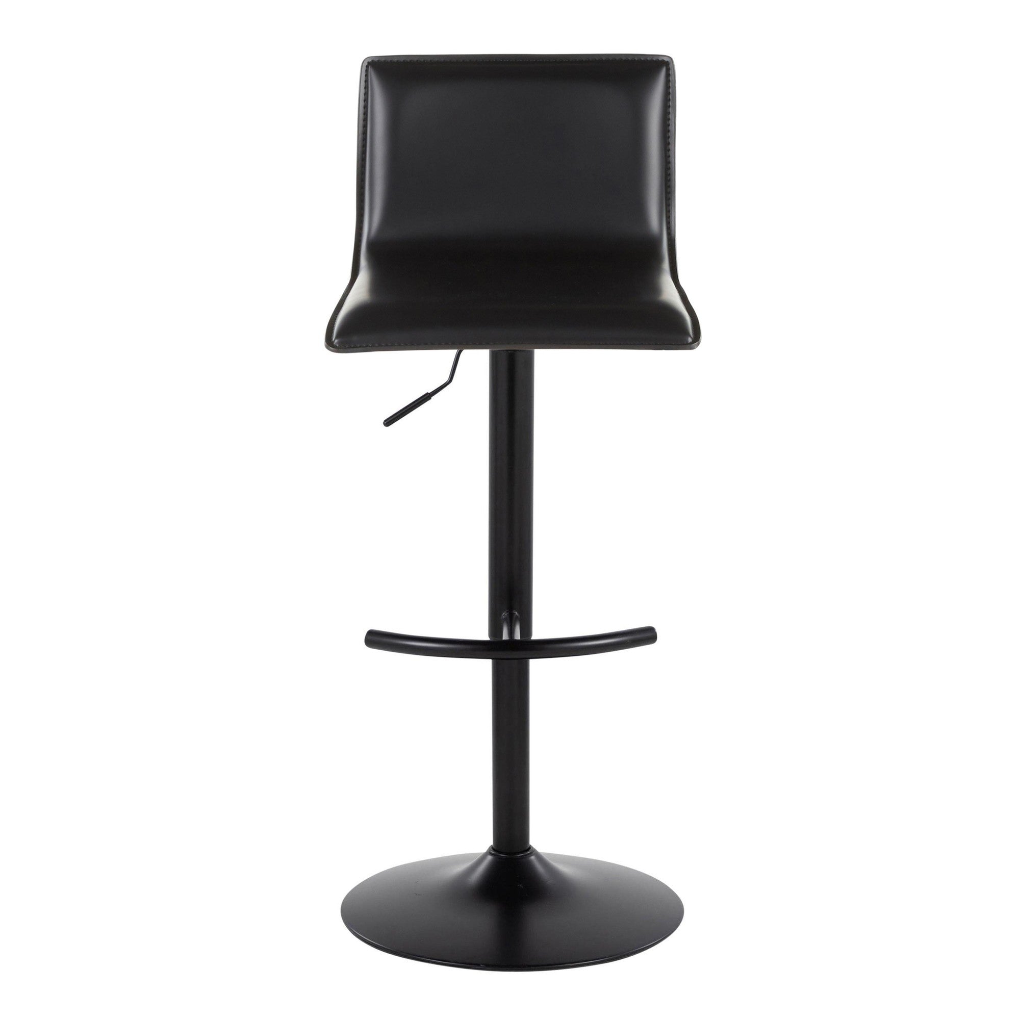 Mara Adjustable Barstool - Set of 2 - Black Metal, Black PU