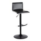 Mara Adjustable Barstool - Set of 2 - Black Metal, Black PU
