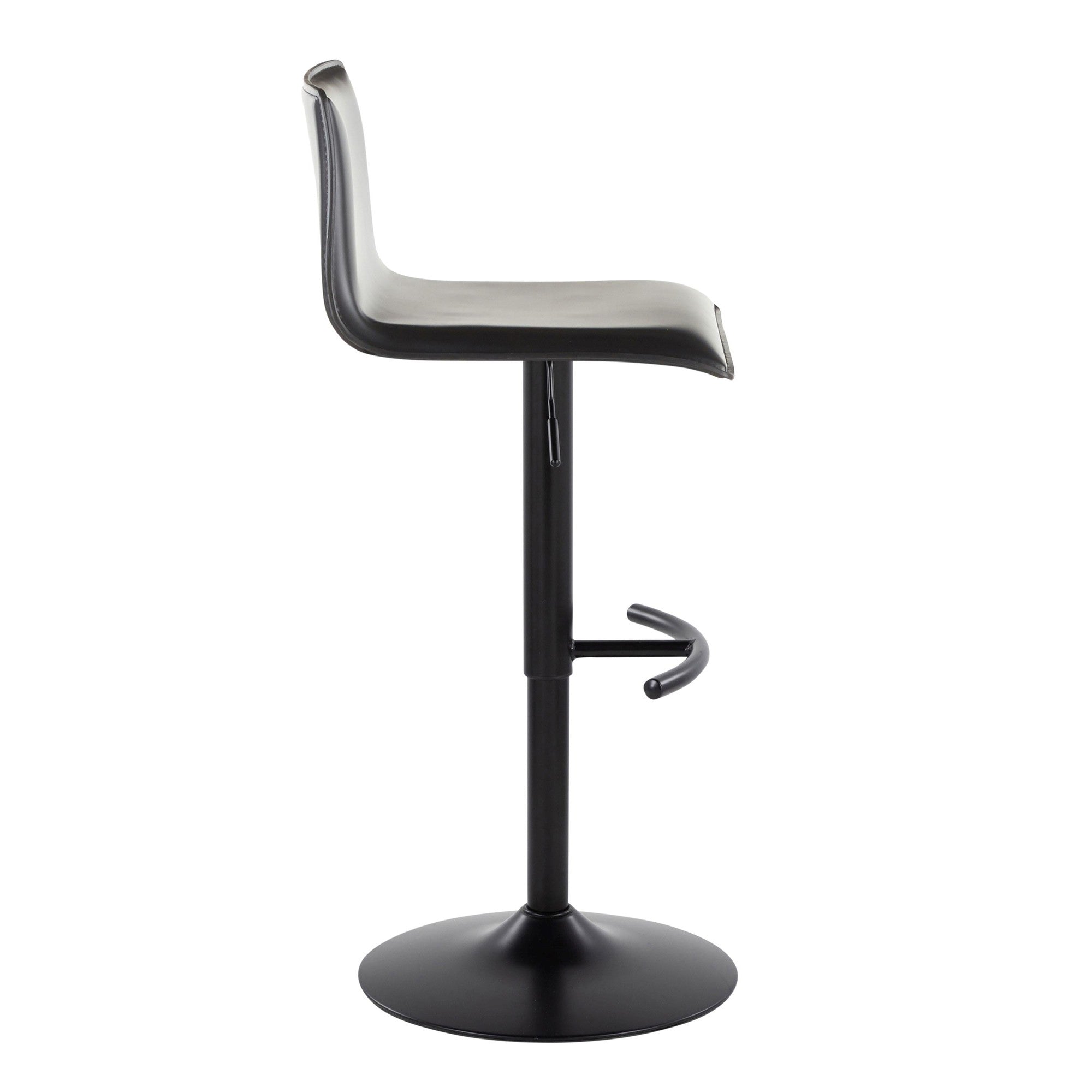 Mara Adjustable Barstool - Set of 2 - Black Metal, Black PU