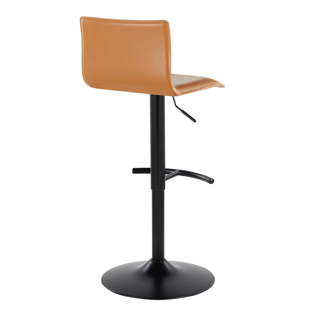 Mara Adjustable Barstool - Set of 2 - Black Metal, Camel PU