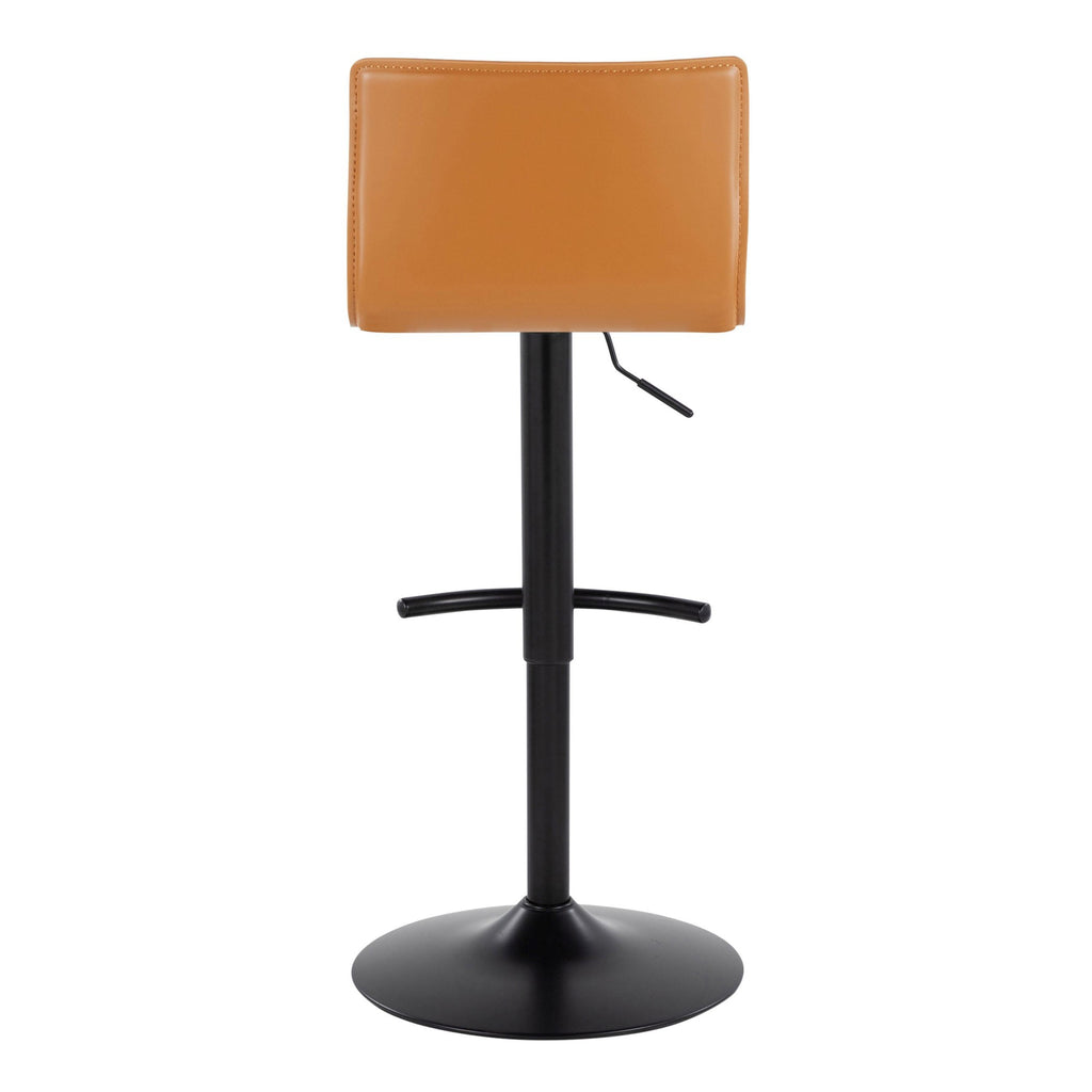 Mara Adjustable Barstool - Set of 2 - Black Metal, Camel PU