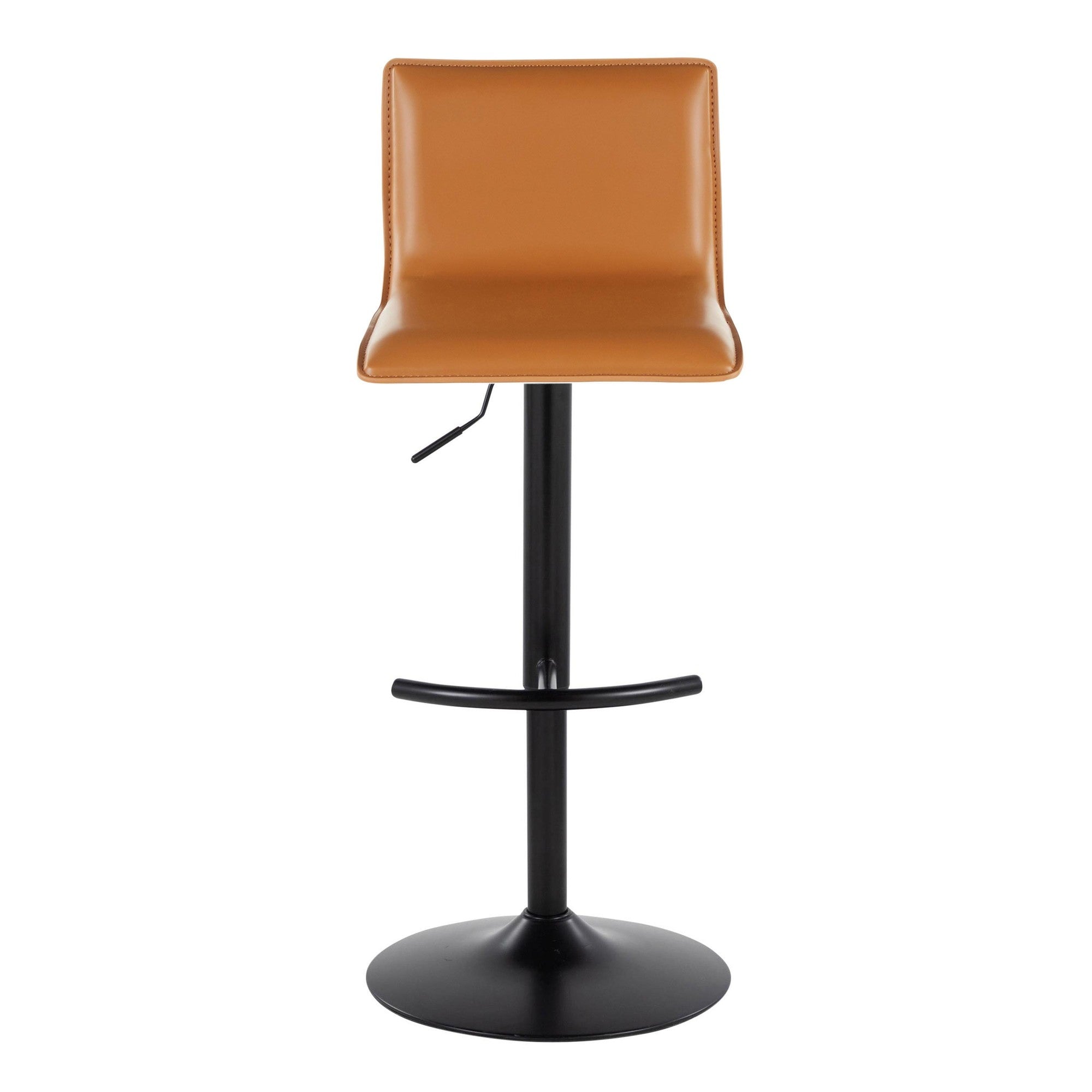 Mara Adjustable Barstool - Set of 2 - Black Metal, Camel PU