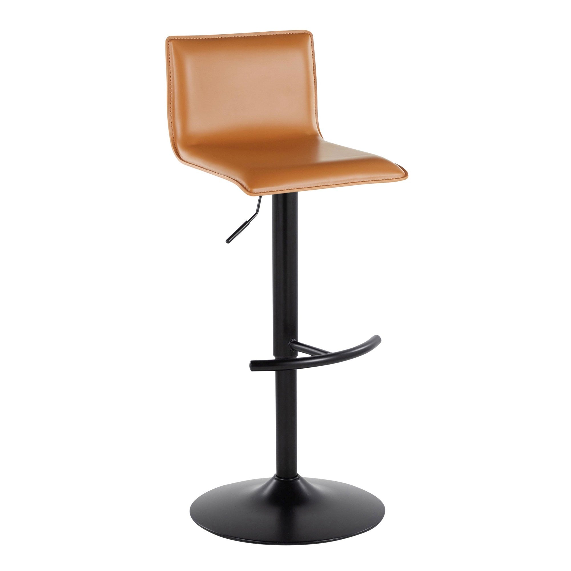 Mara Adjustable Barstool - Set of 2 - Black Metal, Camel PU