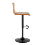 Mara Adjustable Barstool - Set of 2 - Black Metal, Camel PU