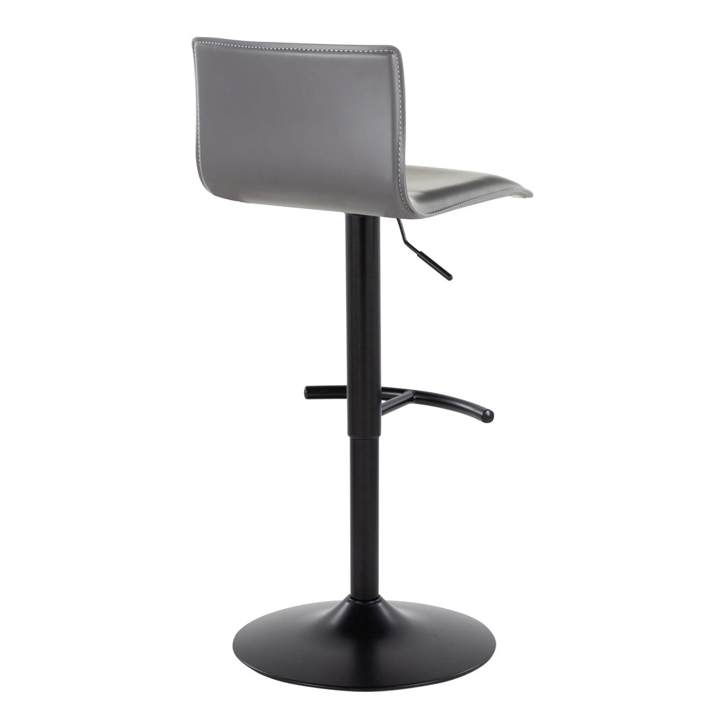 Mara Adjustable Barstool - Set of 2 - Black Metal, Grey PU