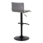Mara Adjustable Barstool - Set of 2 - Black Metal, Grey PU
