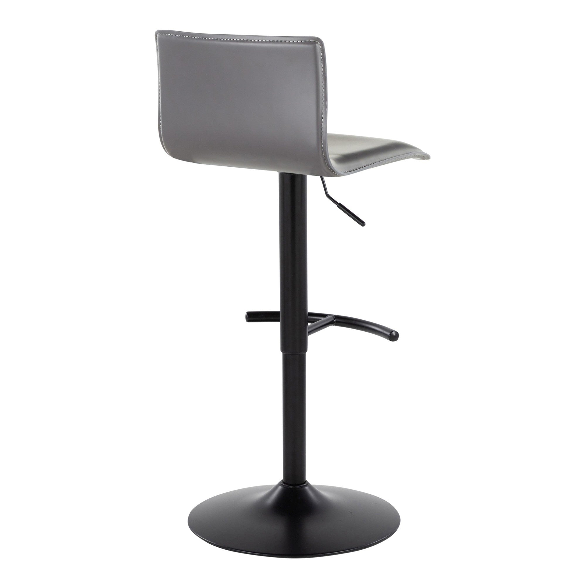 Mara Adjustable Barstool - Set of 2 - Black Metal, Grey PU
