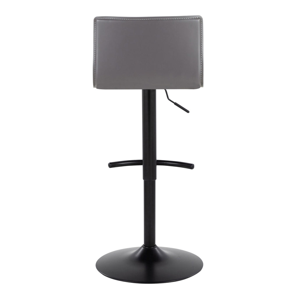 Mara Adjustable Barstool - Set of 2 - Black Metal, Grey PU