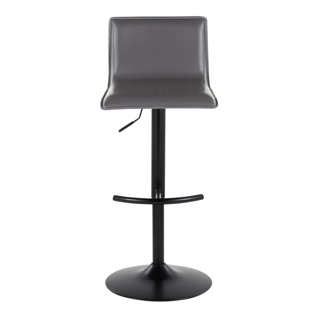 Mara Adjustable Barstool - Set of 2 - Black Metal, Grey PU