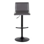 Mara Adjustable Barstool - Set of 2 - Black Metal, Grey PU