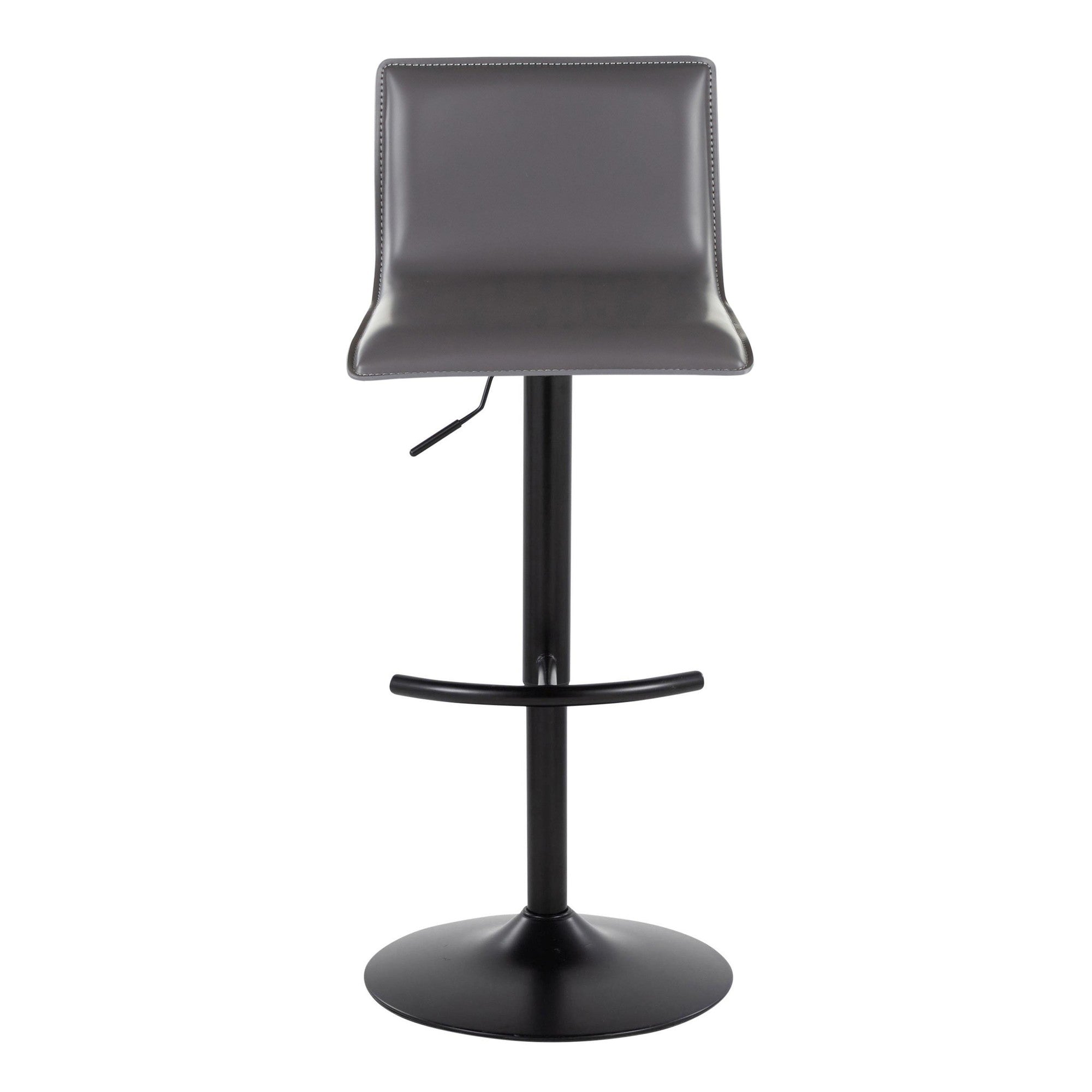 Mara Adjustable Barstool - Set of 2 - Black Metal, Grey PU