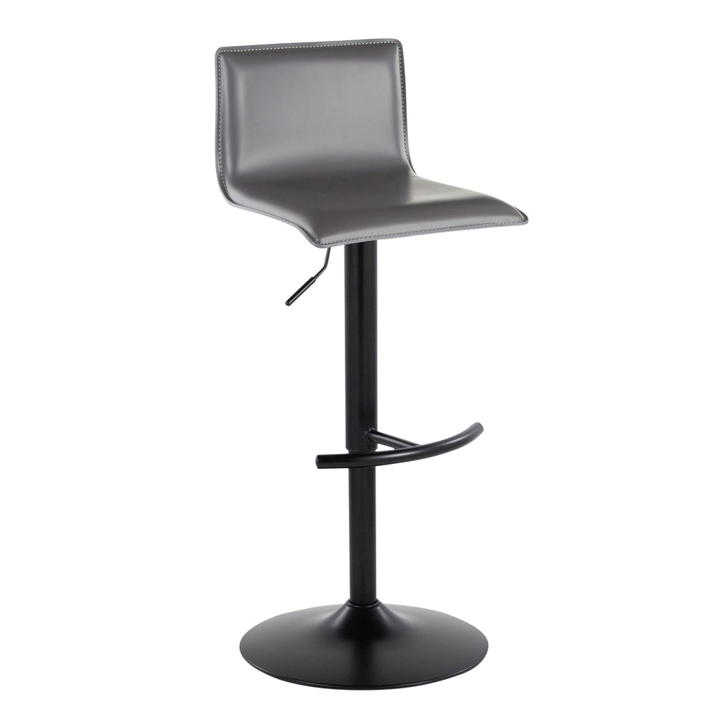Mara Adjustable Barstool - Set of 2 - Black Metal, Grey PU