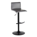 Mara Adjustable Barstool - Set of 2 - Black Metal, Grey PU