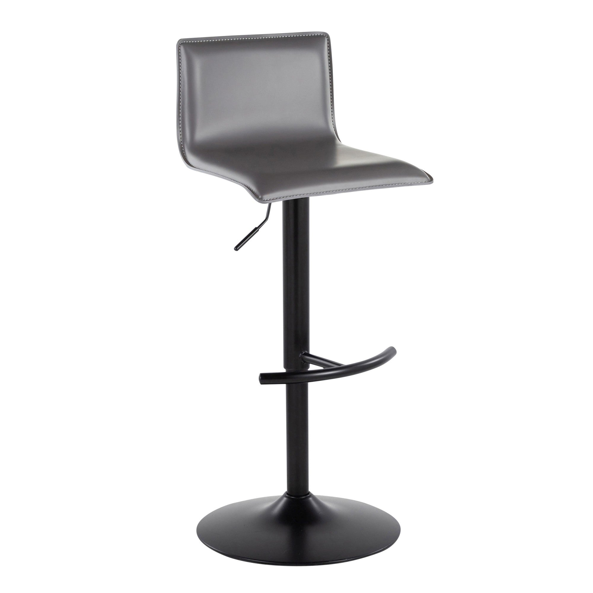 Mara Adjustable Barstool - Set of 2 - Black Metal, Grey PU