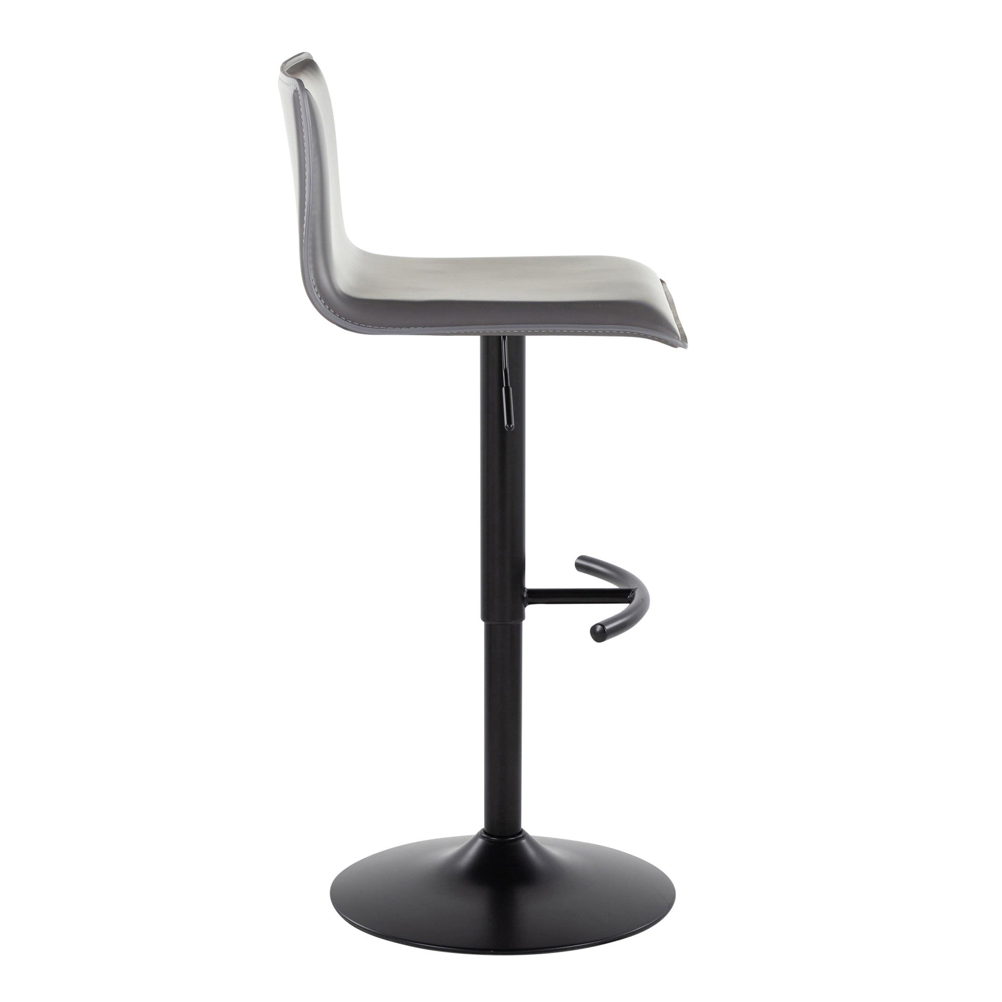 Mara Adjustable Barstool - Set of 2 - Black Metal, Grey PU