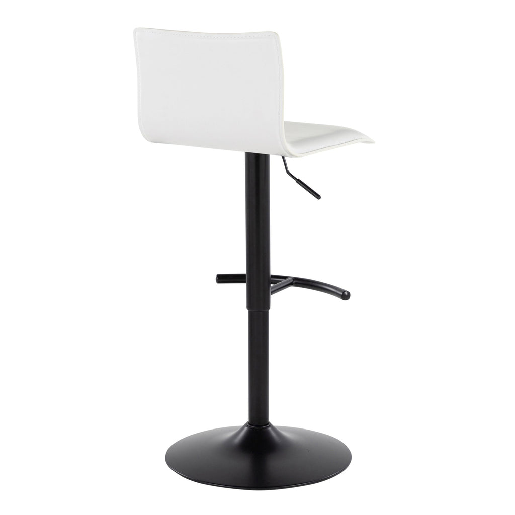 Mara Adjustable Barstool - Set of 2 - Black Metal, White PU