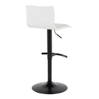 Mara Adjustable Barstool - Set of 2 - Black Metal, White PU