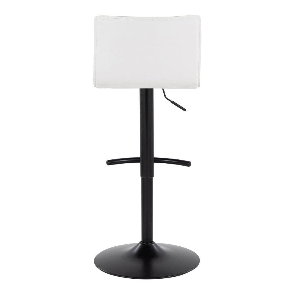Mara Adjustable Barstool - Set of 2 - Black Metal, White PU