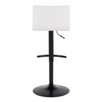 Mara Adjustable Barstool - Set of 2 - Black Metal, White PU