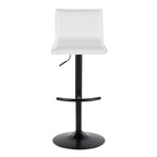 Mara Adjustable Barstool - Set of 2 - Black Metal, White PU