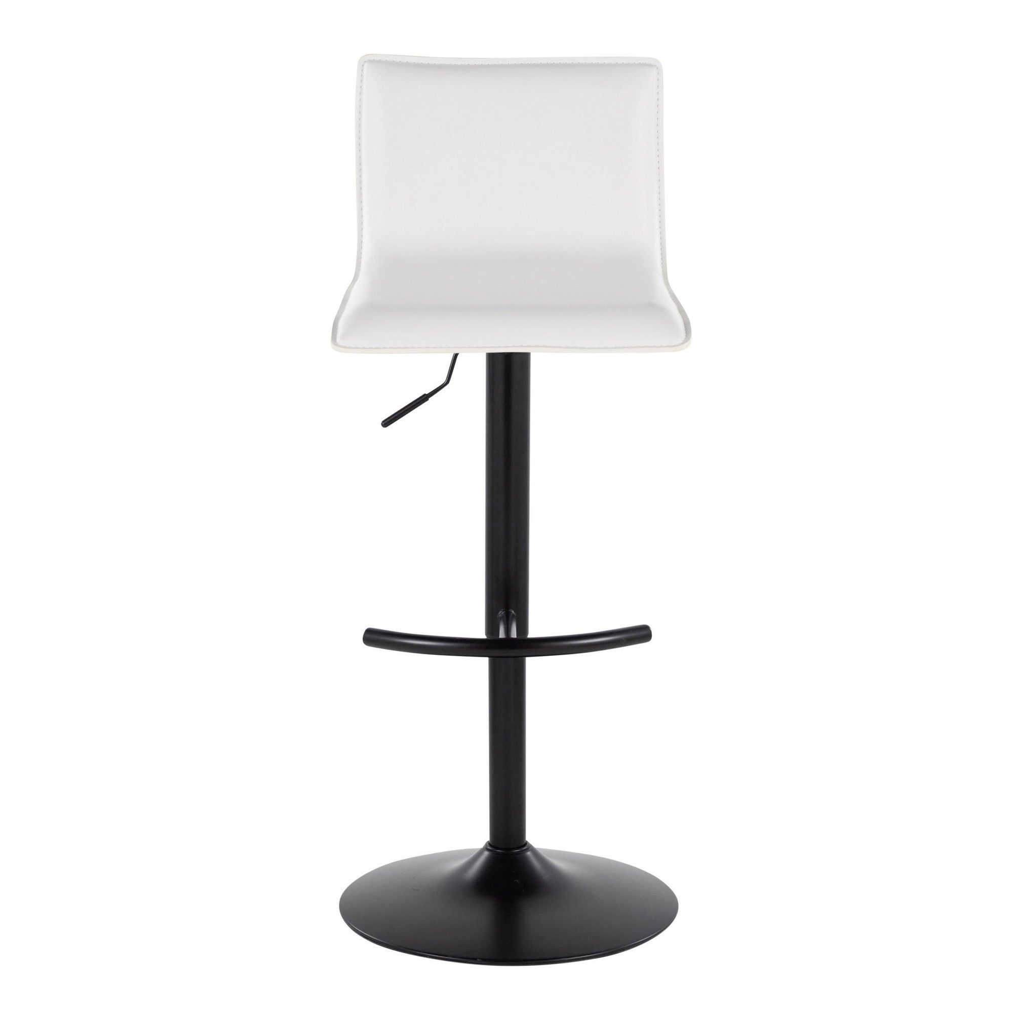 Mara Adjustable Barstool - Set of 2 - Black Metal, White PU