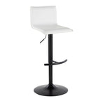 Mara Adjustable Barstool - Set of 2 - Black Metal, White PU