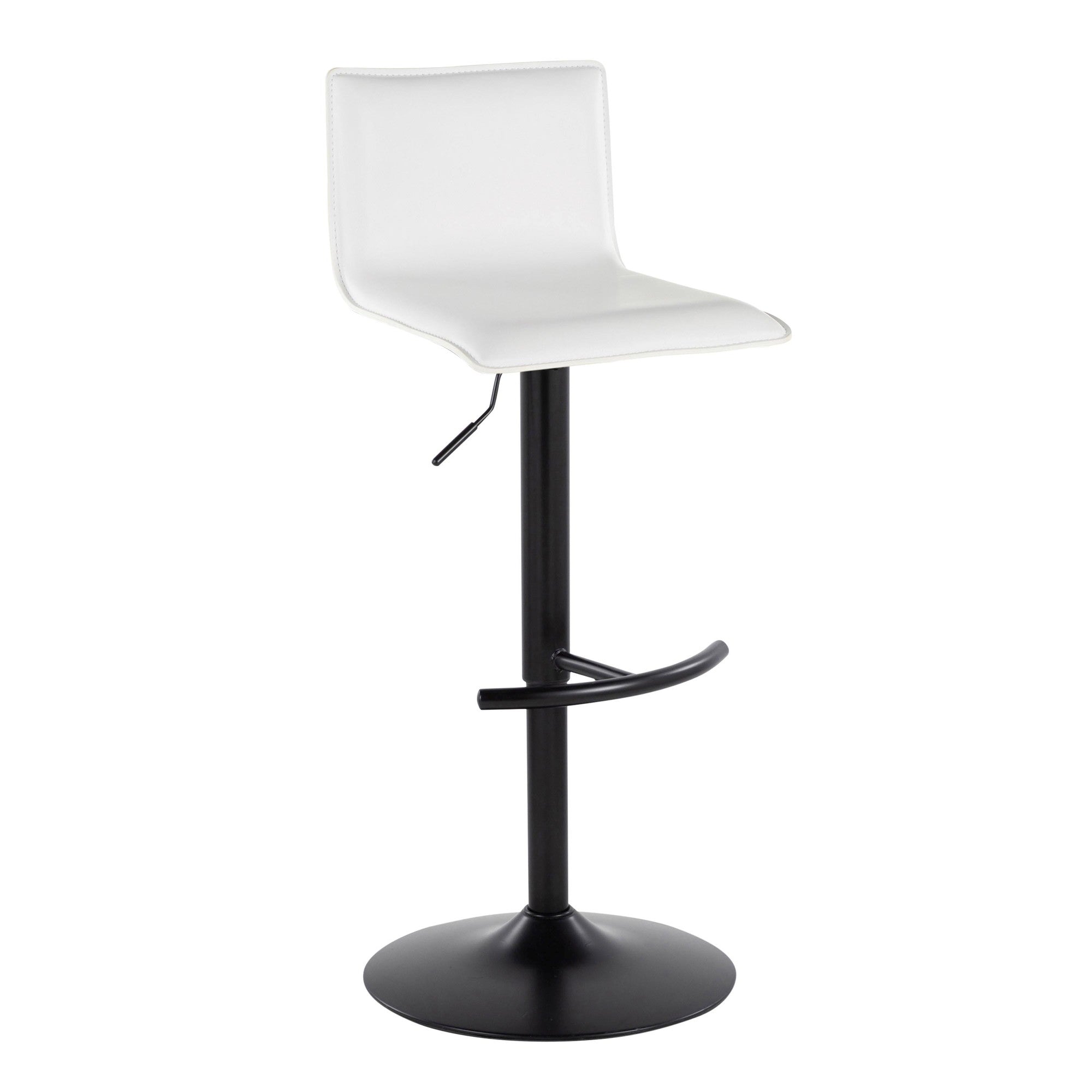 Mara Adjustable Barstool - Set of 2 - Black Metal, White PU