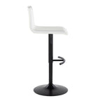 Mara Adjustable Barstool - Set of 2 - Black Metal, White PU