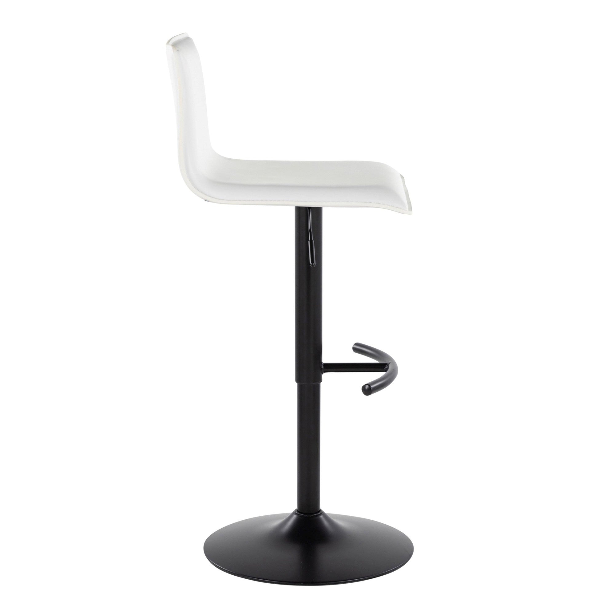 Mara Adjustable Barstool - Set of 2 - Black Metal, White PU