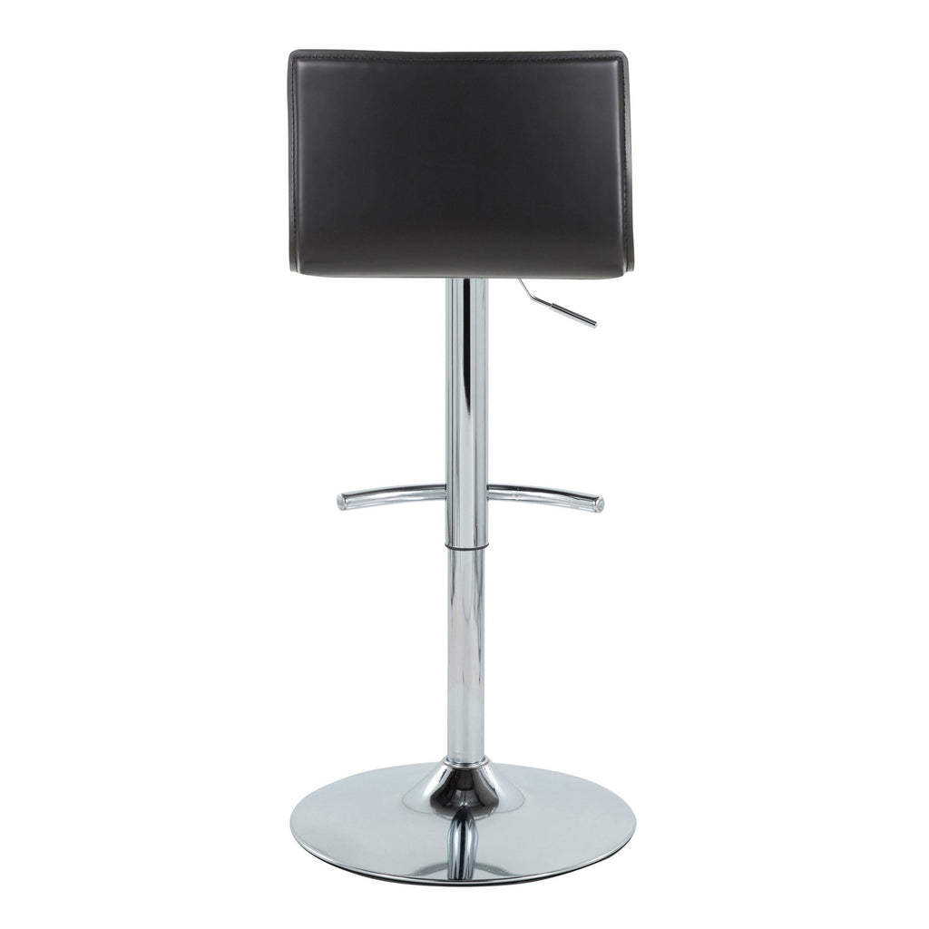 Mara Adjustable Barstool - Set of 2 - Chrome Metal, Black PU