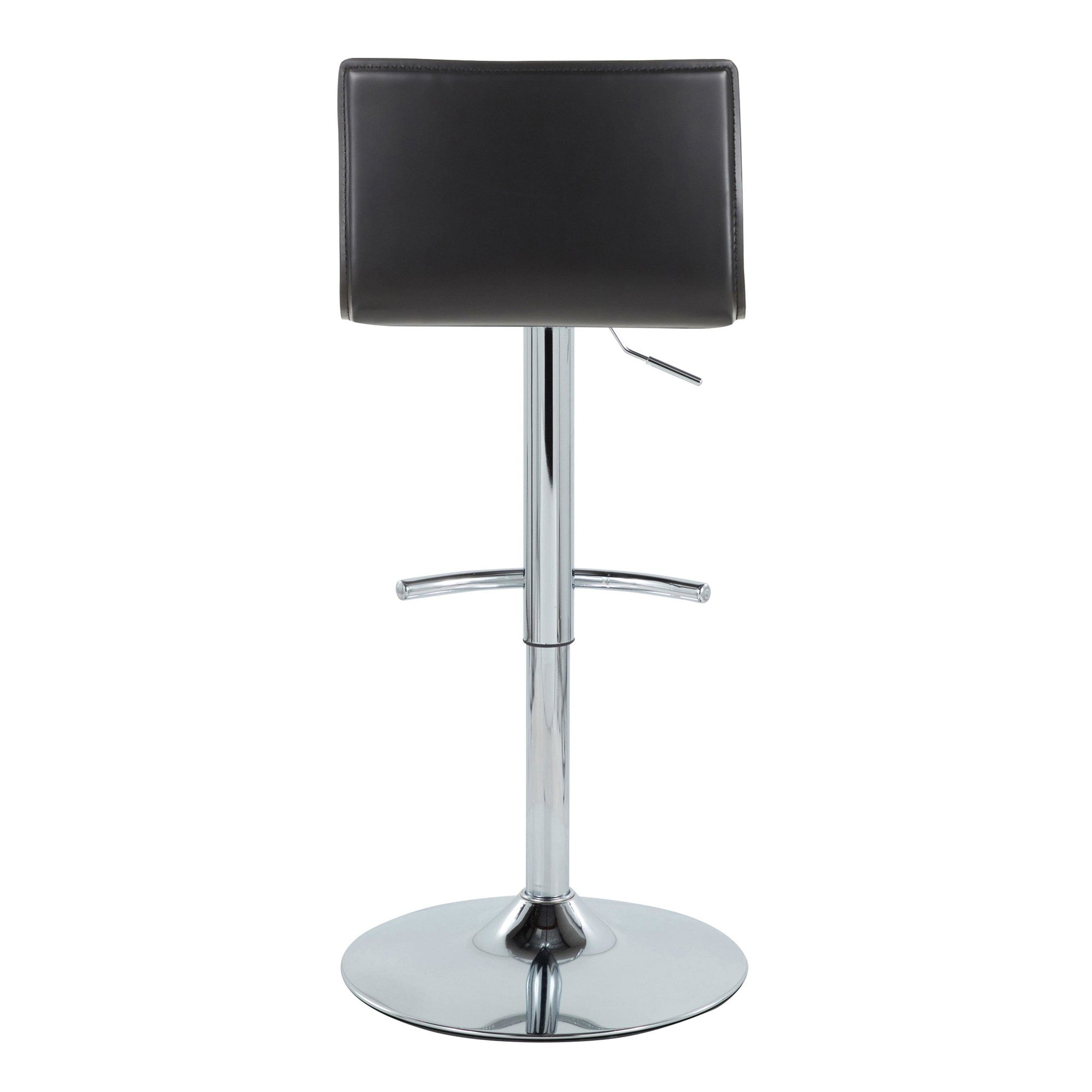 Mara Adjustable Barstool - Set of 2 - Chrome Metal, Black PU