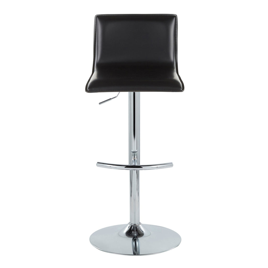 Mara Adjustable Barstool - Set of 2 - Chrome Metal, Black PU