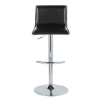 Mara Adjustable Barstool - Set of 2 - Chrome Metal, Black PU