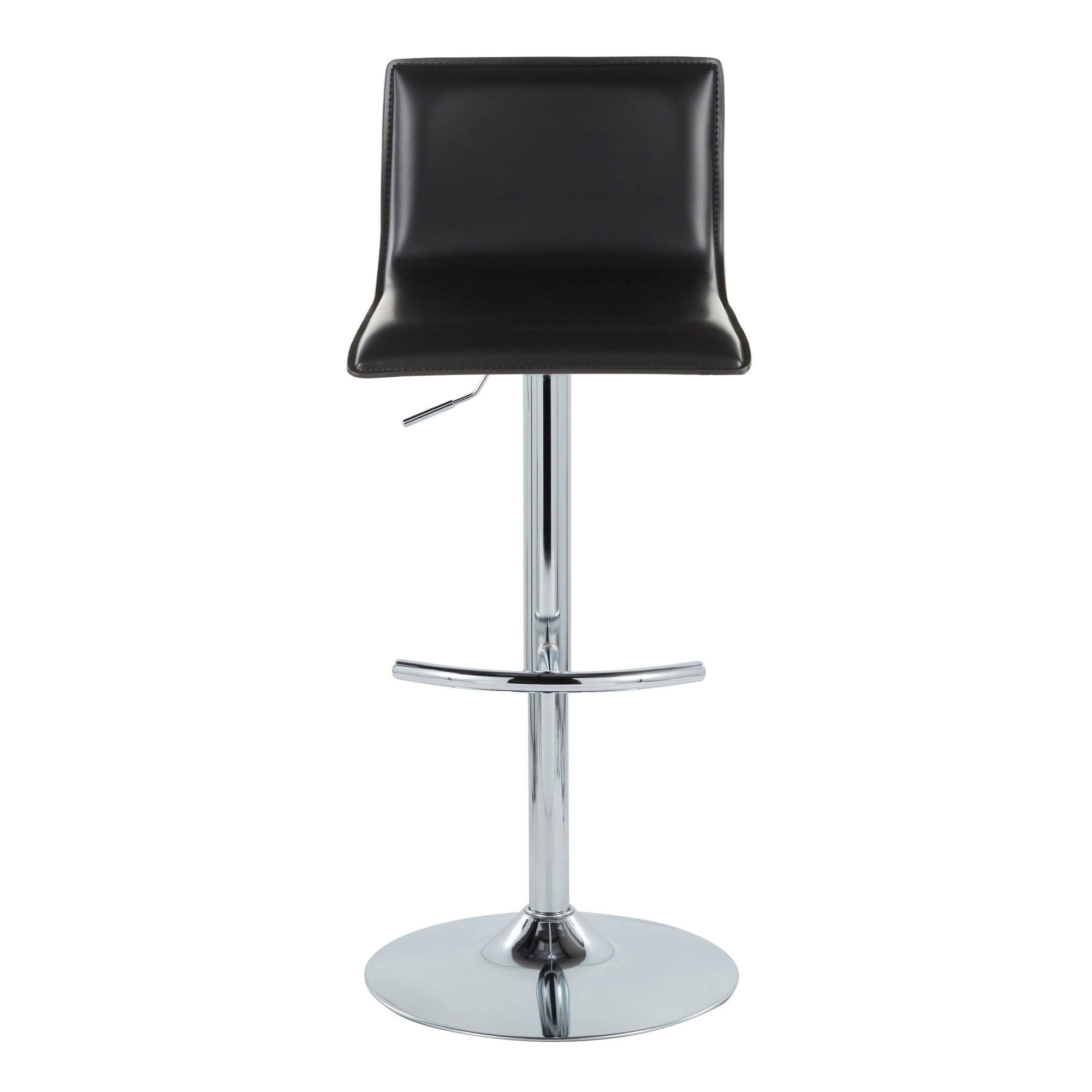 Mara Adjustable Barstool - Set of 2 - Chrome Metal, Black PU