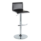 Mara Adjustable Barstool - Set of 2 - Chrome Metal, Black PU
