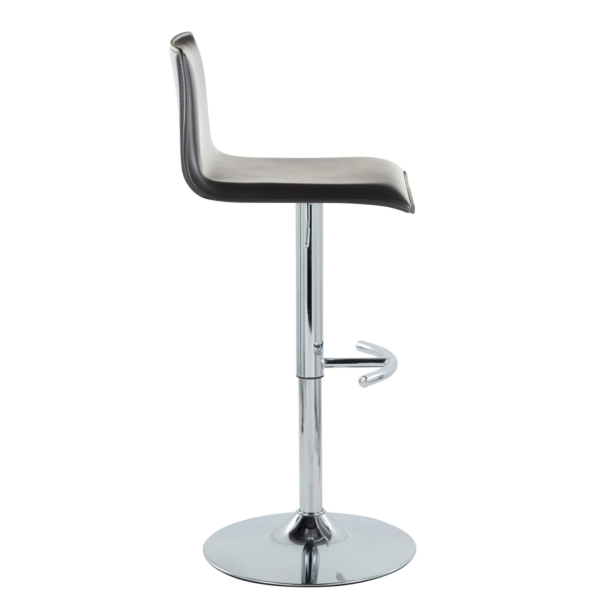 Mara Adjustable Barstool - Set of 2 - Chrome Metal, Black PU