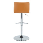 Mara Adjustable Barstool - Set of 2 - Chrome Metal, Camel PU