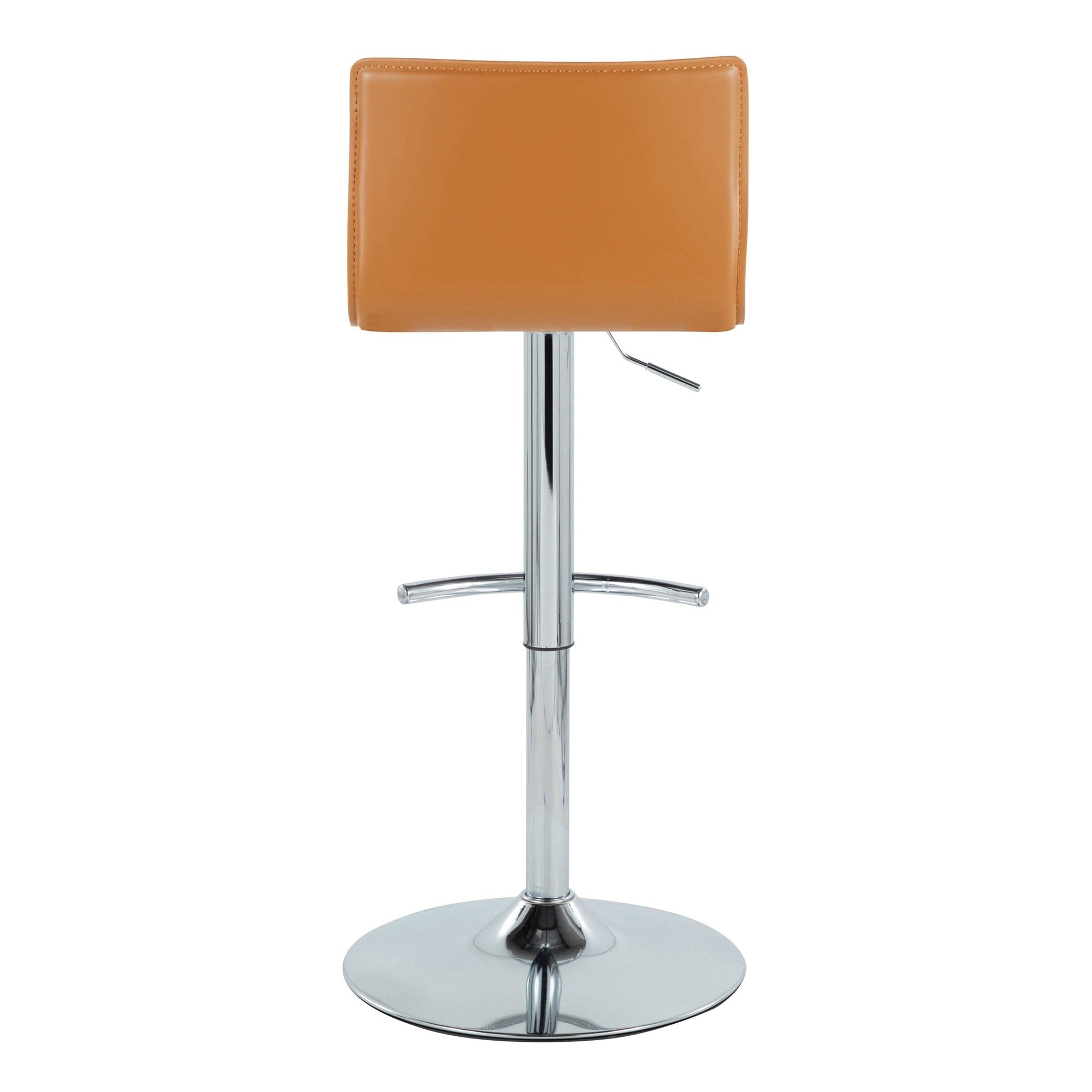 Mara Adjustable Barstool - Set of 2 - Chrome Metal, Camel PU